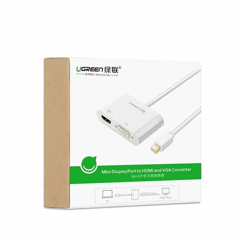 Адаптер UGREEN 10439_ Mini DP to HDMI VGA 2-in-1 1080p, черный - фото №5