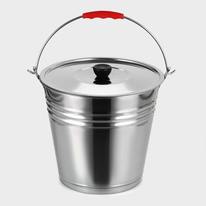 Ведро SKYPHOS, нержавеющая сталь, серебристое, 8 л, d=28 см, с крышкой