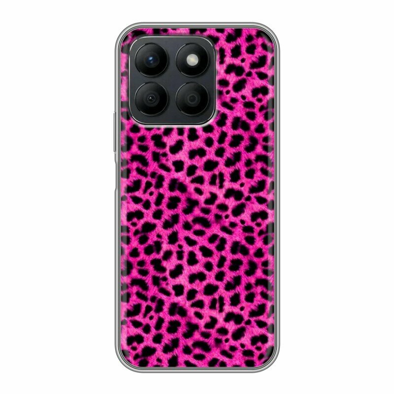 Дизайнерский силиконовый чехол для Хонор Х8б / Honor X8b Розовый леопард