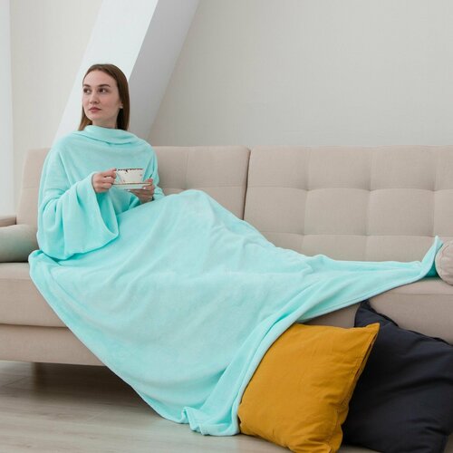 Плед с рукавами150х200 см 30х50 см мятный 2825₽