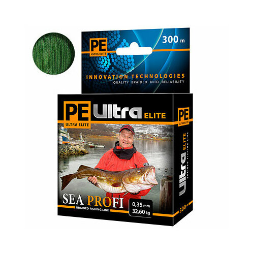 Плетеный шнур для рыбалки AQUA PE ULTRA ELITE SEA PROFI Dark Green 0,35mm 300m