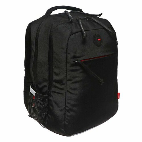 Рюкзак молодёжный 39 х 26 х 19 см, Grizzly, эргономичная спинка, отделение для ноутбука, чёрный/красный