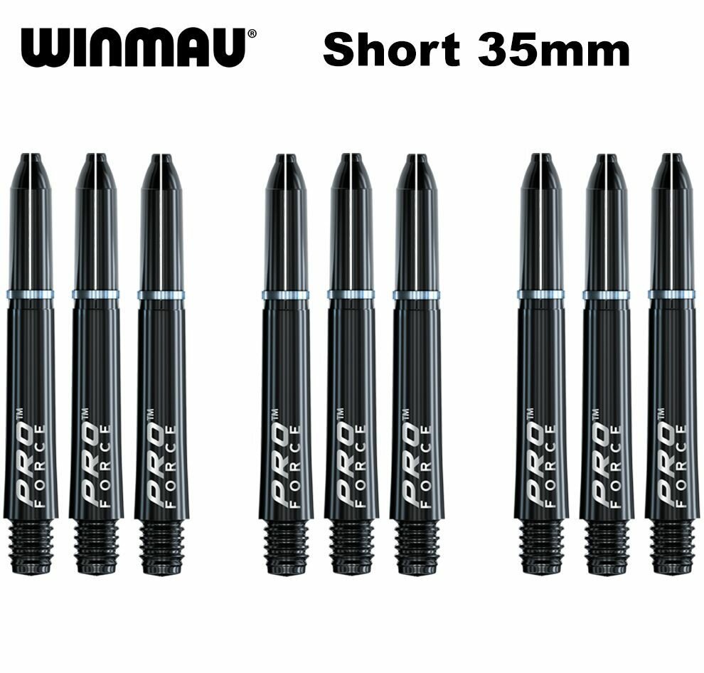 Короткие хвостовики (9 шт) для дротиков WINMAU PRO FORCE (Black, Short, 35mm)