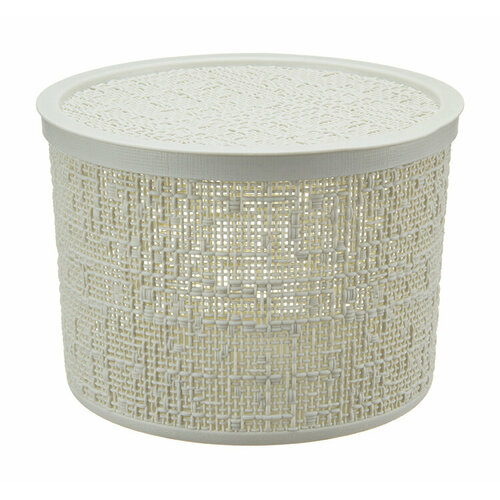 Коробка 4,5Л бязь С крышкой Д-22СМ 220*220*160 белый ротанг спец. цена М-ПЛ