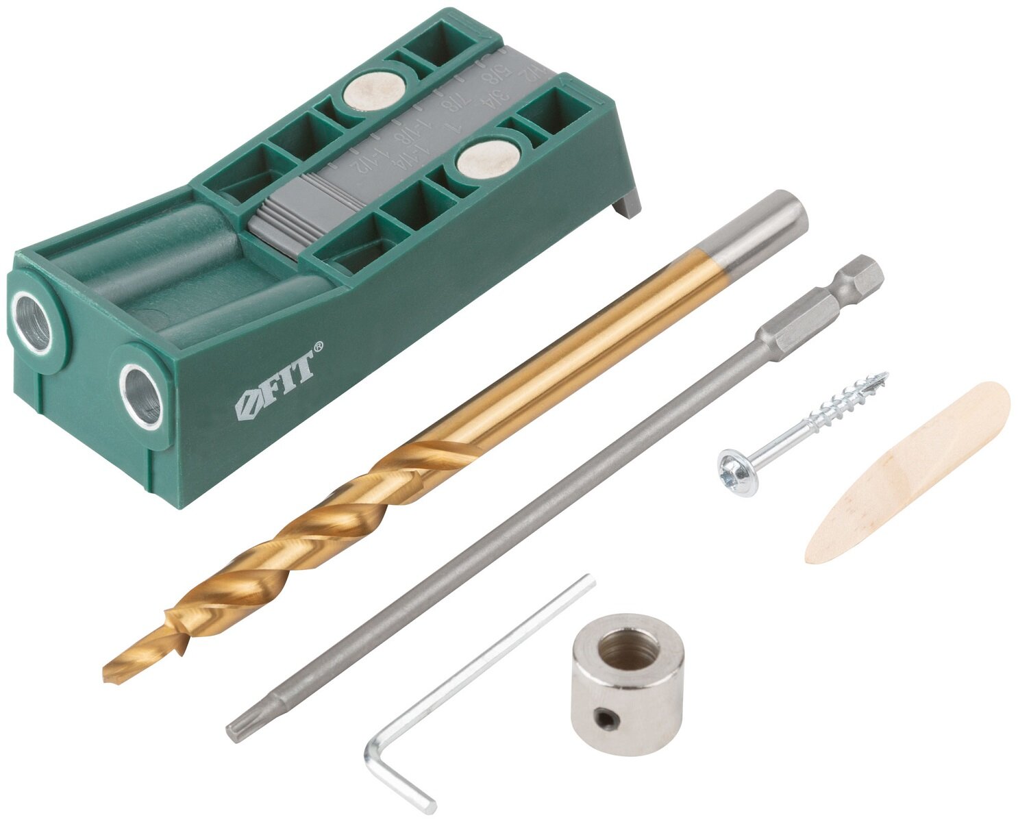 фото Кондуктор двойной для глухих отверстий 15 градусов в кейсе FIT