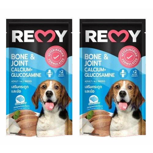 Корм влажный для взрослых собак REMY, тунец с океанической белой рыбой в желе, для укрепления костей и суставов, 110 гр, 2 шт.