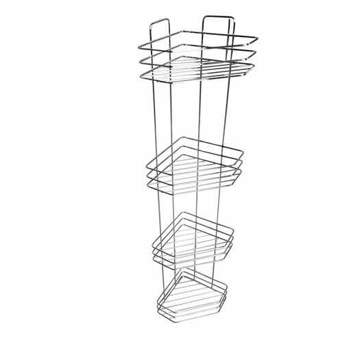 Полка для ванной из пищевой нержавеющей стали AISI 304 угловая люкс 4-х ярусная форма трапеция 99х20х20 см 3990₽