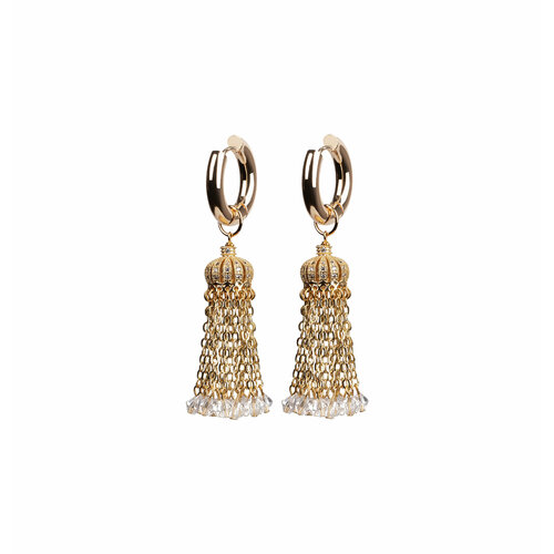 Серьги конго, с подвесками VERUSCHKA JEWELRY, фианит, размер 22 мм, золотистый