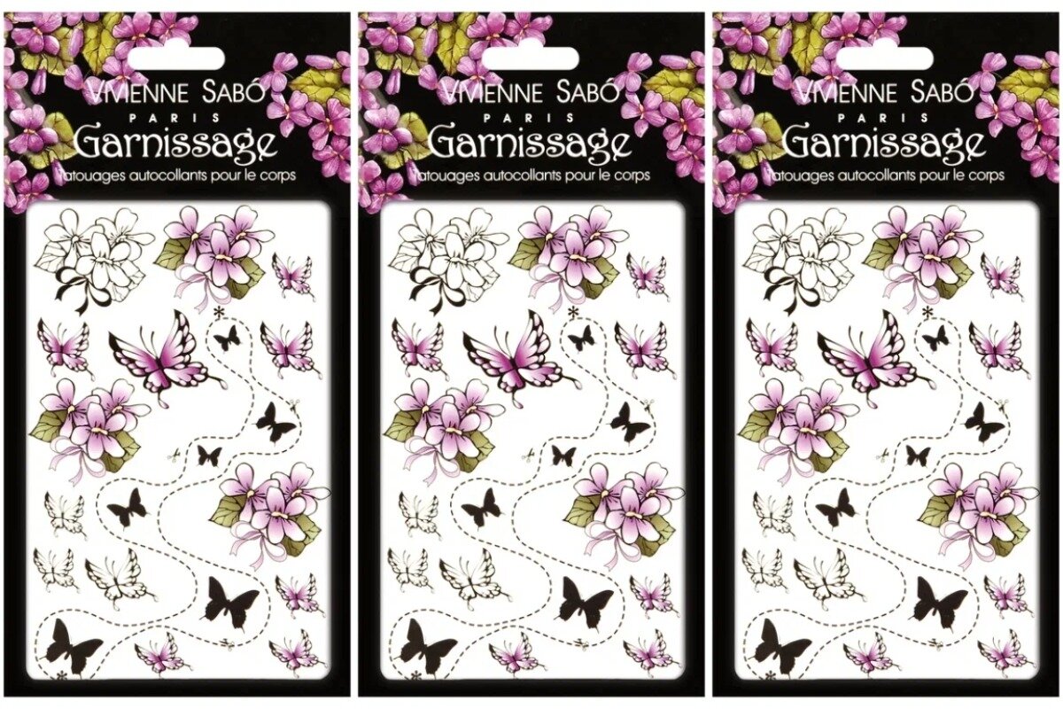 Тату декорация для тела Vivienne Sabo, Tatoo body art stickers Garnissage 01, 3 шт