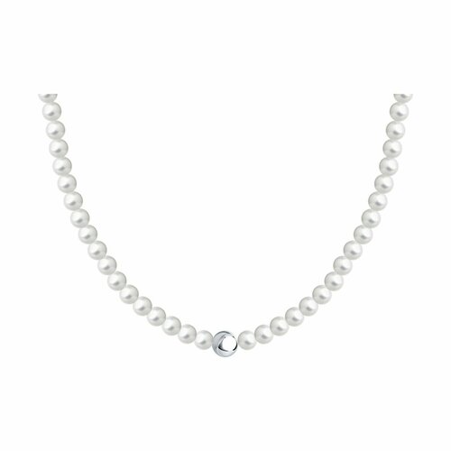 фото Колье diamant online, серебро, 925 проба, жемчуг, длина 40 см., белый