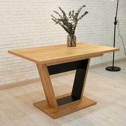 Стол обеденный раздвижной, стол кухонный золотой, черный (ВхДхГ) 75х120х80 см, Гавана тип 1