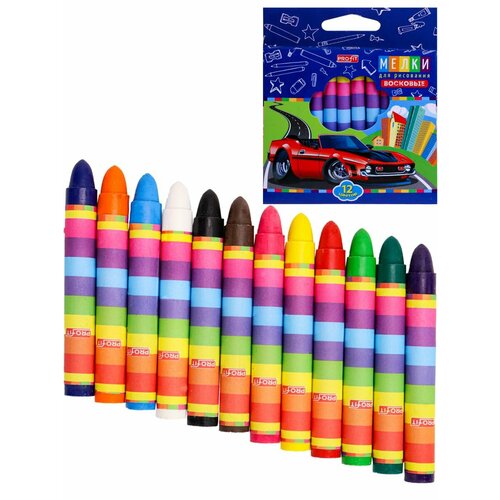 Восковые мелки 12цв Авто 286₽