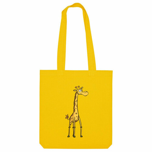Сумка шоппер Us Basic, желтый прикол жираф кричит цвет оранжевый