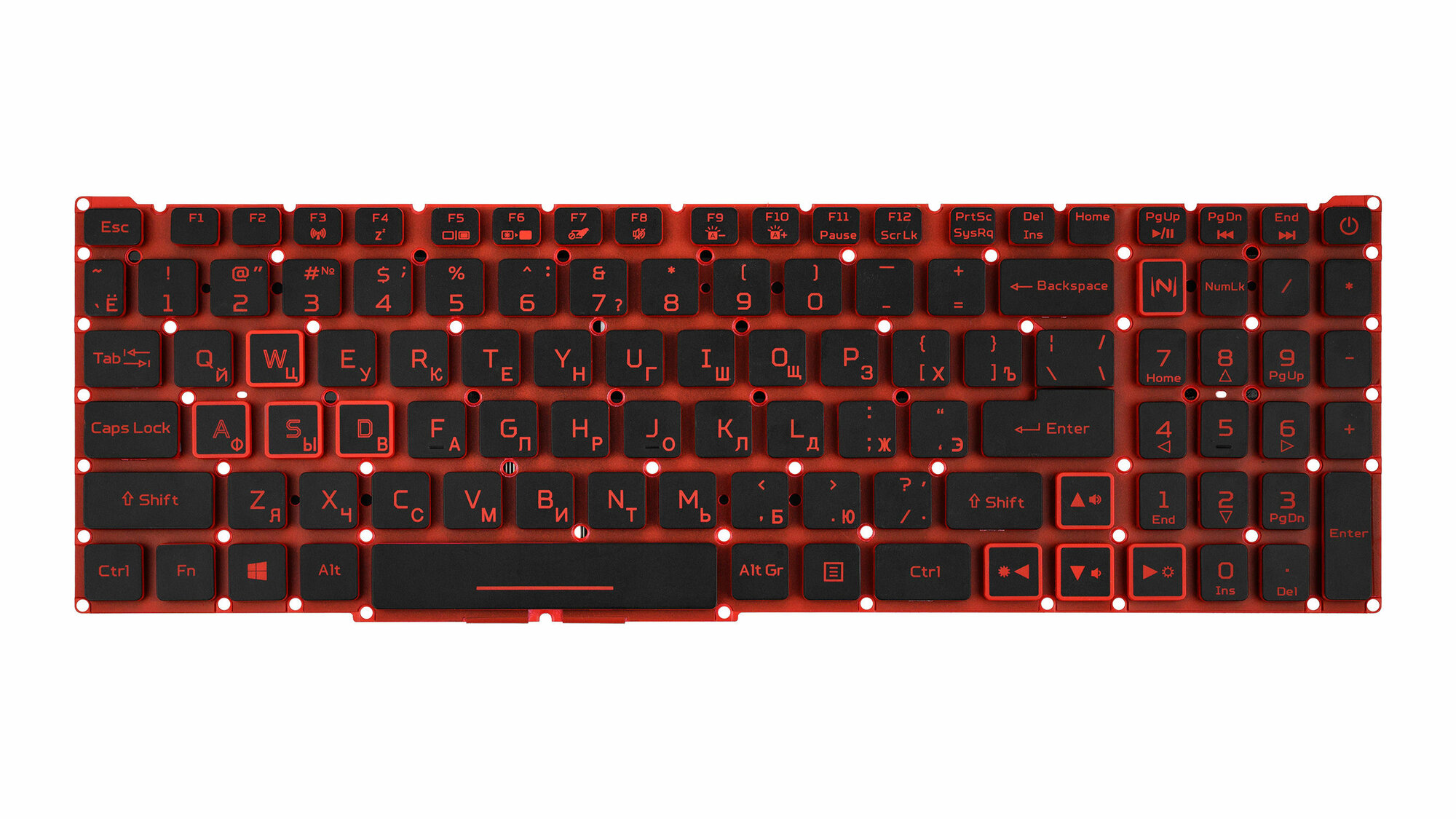 Клавиатура с красной подсветкой для Acer Nitro 5 AN515-57 AN515-54 AN515-45 AN515-55 AN515-44 AN515-43 AN515-56 и др