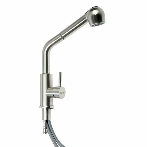 Смеситель для раковины Z89 с выдвиж изливом картридж 35 мм нерж сталь сатин 4780₽