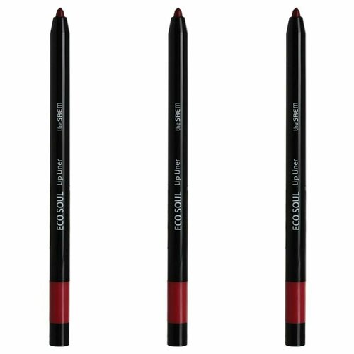 THE SAEM Карандаш для губ Eco Soul Lip Liner RD01 French Red, 3 шт карандаш для губ eco soul lip liner 1г be01 soul beige