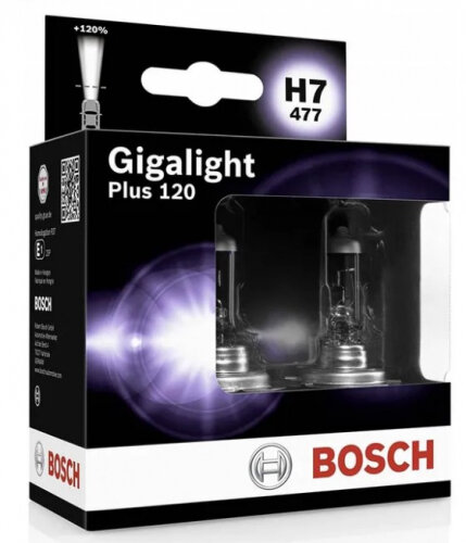 Лампа автомобильная Bosch Gigalight Plus 120 Pure Light H7 12V 55W PX26d +120% 1987301426