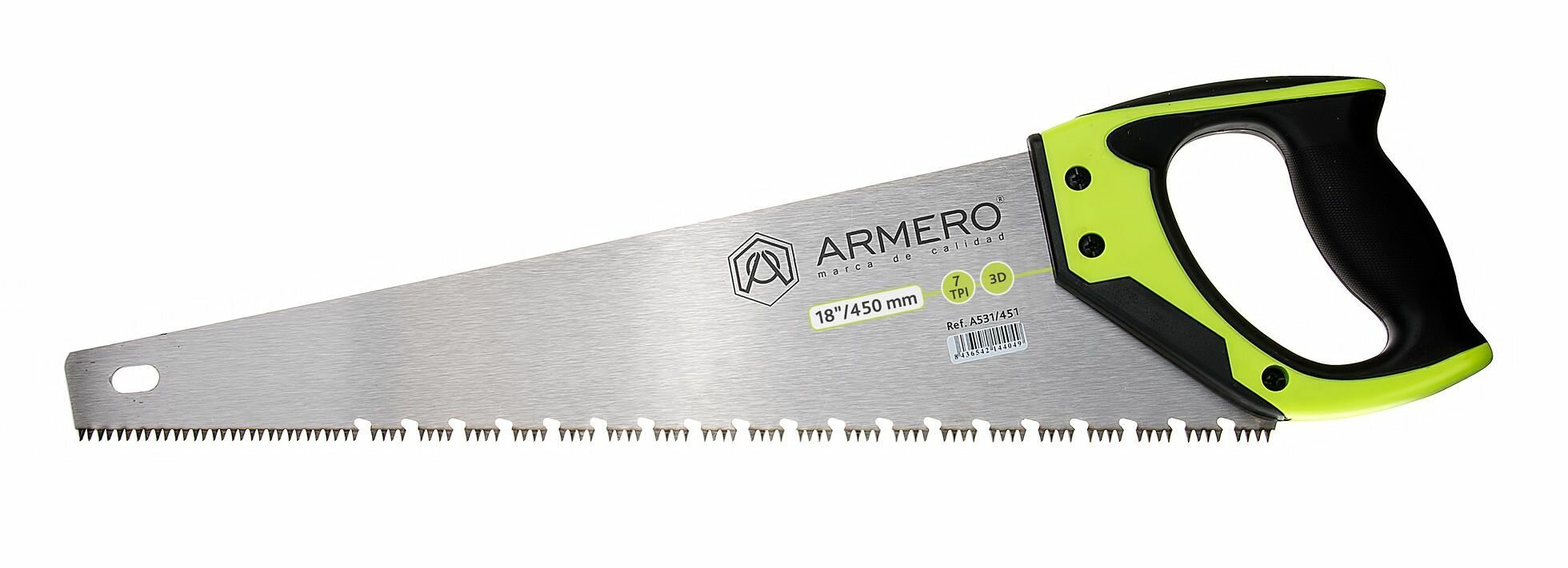 Ножовка по дереву Armero A531/451 450 мм 7TPI зуб 3D для крупных заготовок
