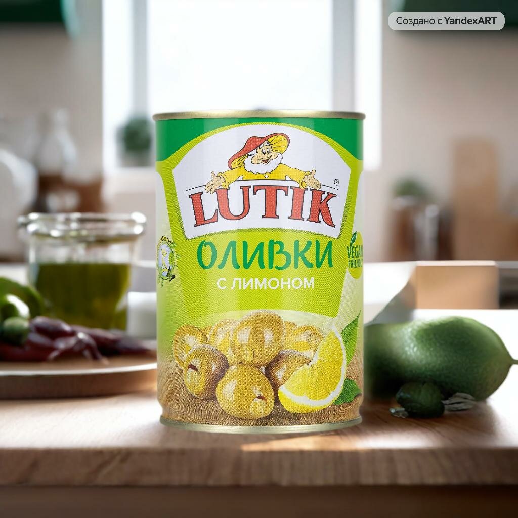 Оливки Lutik консервированные с лимоном, 280 г