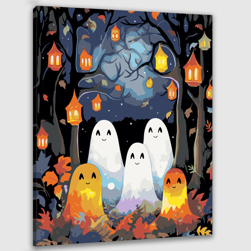 Картина по номерам 50х40 Хэллоуин: Встреча с привидениями