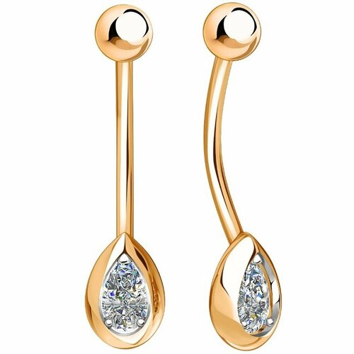 Пирсинг SANIS, красное золото, 585 проба, фианит, средний вес 0.83 гр.