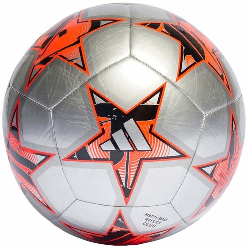 Мяч футбольный ADIDAS Finale Club IA0950, размер 5, ТПУ, 12 панелей, машинная сшивка, серебристо-оранжевый