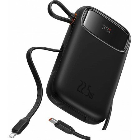 Внешний аккумулятор Baseus Qpow2 Dual-Cable Digital Display Fast Charge Power Bank 22.5W 10000mAh (черный)