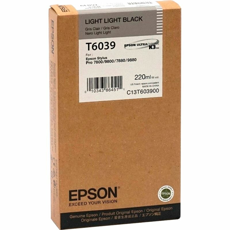 Картридж для струйного принтера EPSON T6039, Light Light Black (C13T603900)