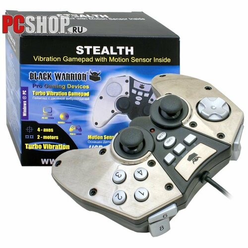 Геймпад Black Warrior BW-371 Stealth 12 кн 2 м-ст датчик движения виброотдача металл-накладки usb 84600₽