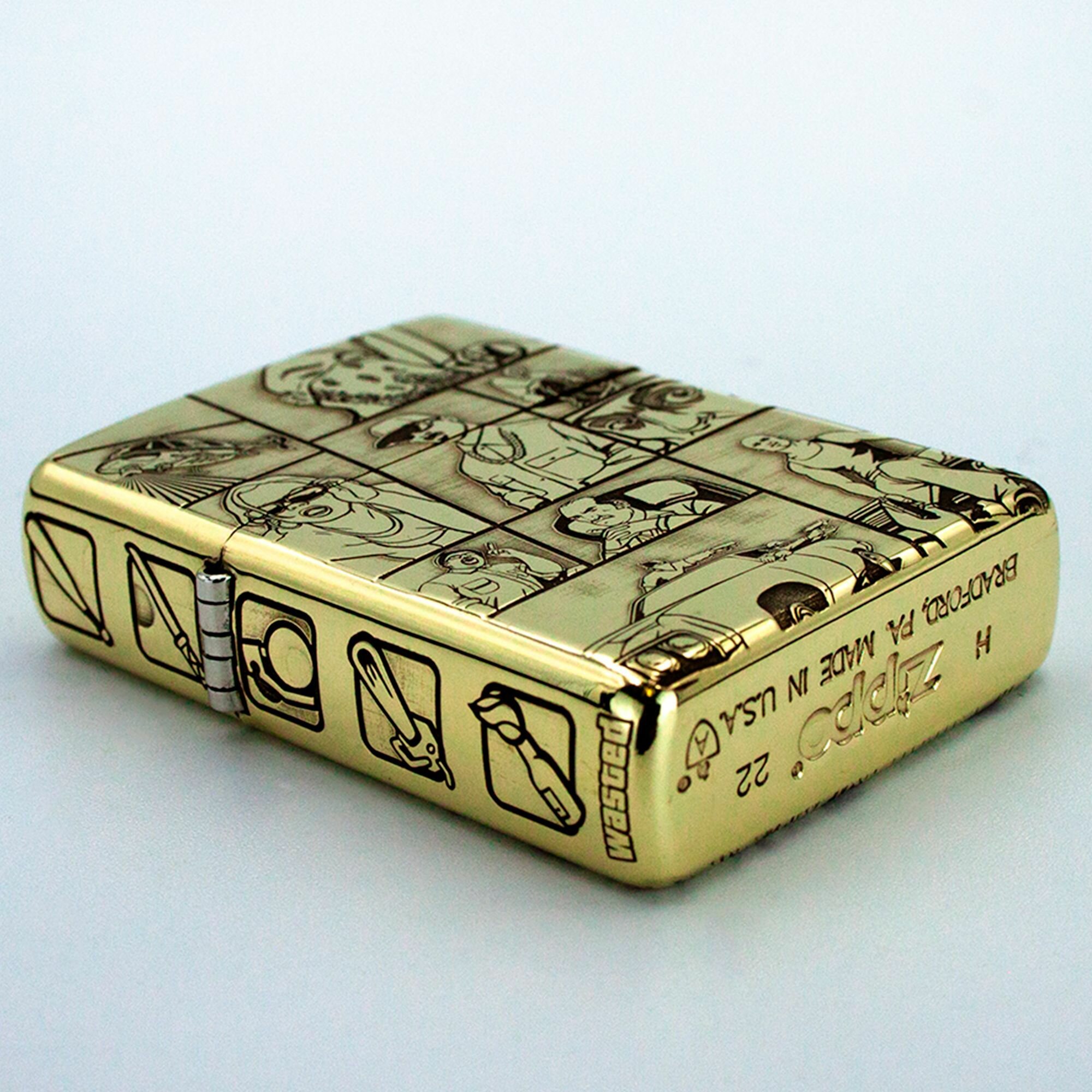 Огнива Зажигалка бензиновая Zippo Armor с гравировкой Grand Theft Auto