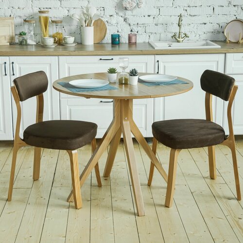 Изображение товара Стол обеденный, круглый раздвижной ТЭГ, диаметр 90 см. Дуб. Сканди