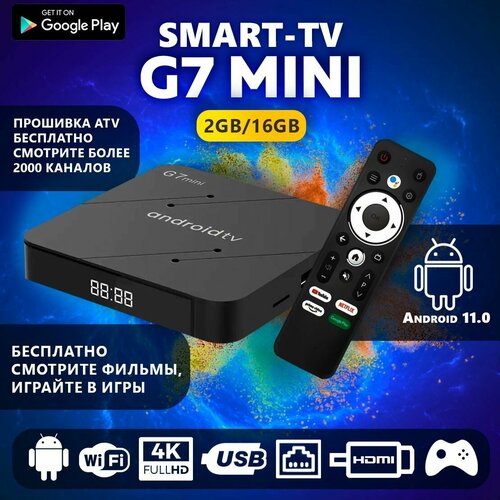 Смарт ТВ Приставка G7 mini ATV Bluetooth пульт с голосовым поиском 431000₽