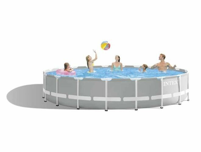 Каркасный бассейн 610х132см лестница фильтр тент подложка Intex 26756 Prism Frame
