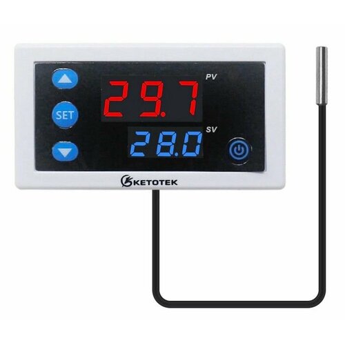 Миниатюрный регулятор температуры с выносным датчиком (-55/+120С) 12В, Ketotek KT3003