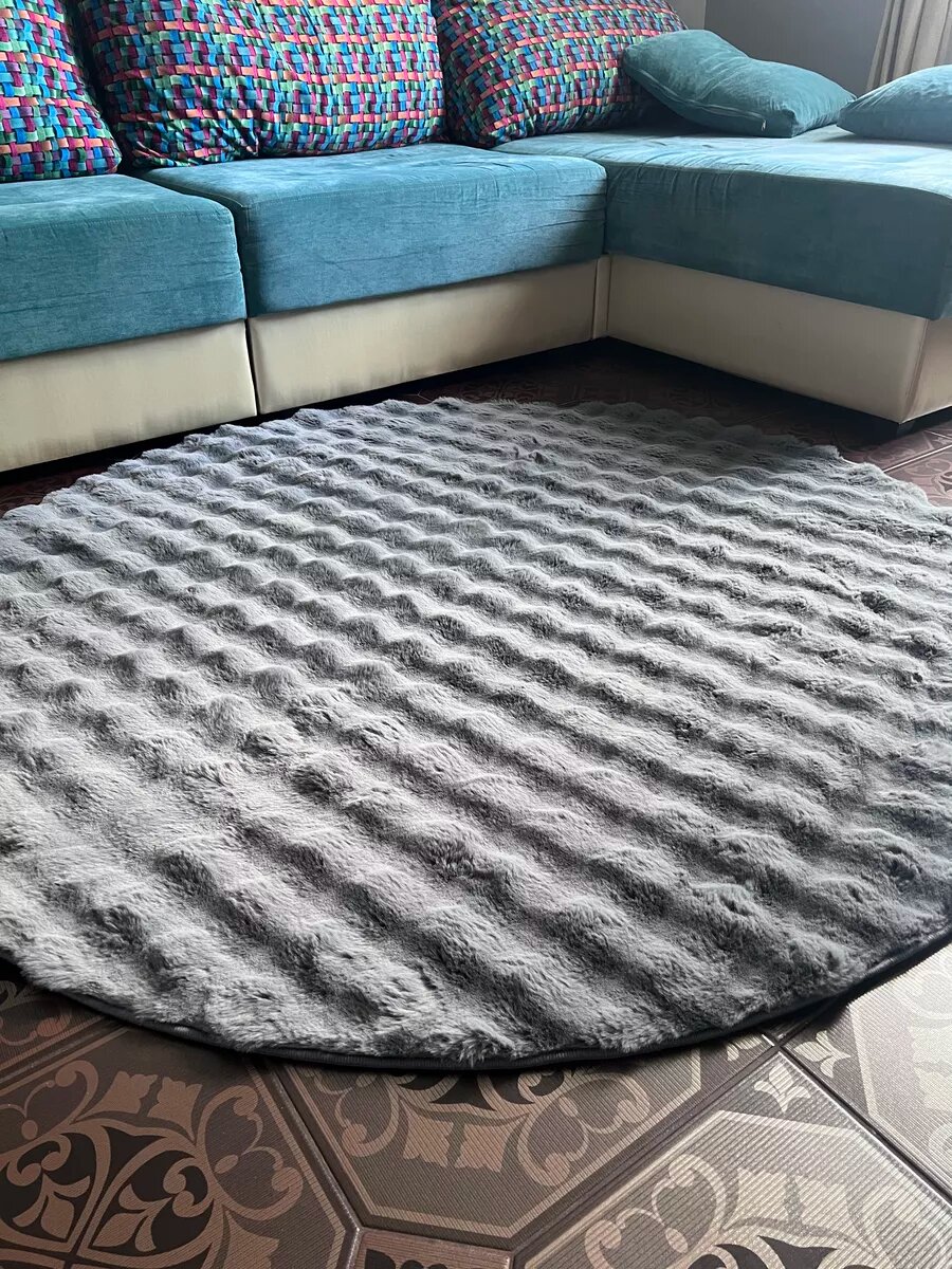 Комнатный коврик Natali's Carpets 160x160см антрацитовый серый противоскользящий полиэстер