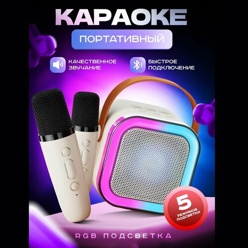 Детская караоке система с двумя беспроводными микрофонами и колонкой 1490₽