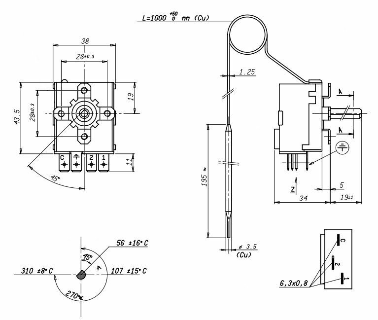 Регулируемый термостат "IMIT" TR2 (540355/A) max t90C L1500мм — фото 1