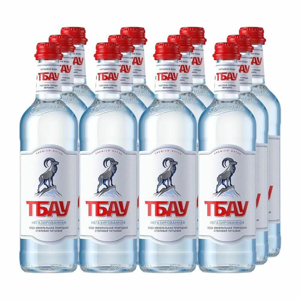 Вода питьевая природная Тбау премиум 12 шт по 0,5 л без газа, стекло