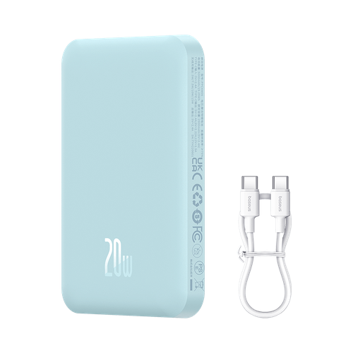 Внешний аккумулятор с поддержкой беспроводной зарядки Xiaomi Baseus Magnetic Wireless Charging Power Bank 5000 mAh 20W Blue PPCXM05 2613₽