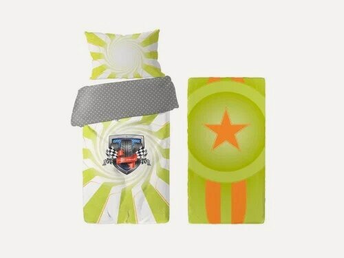 Изображение товара Futuka Kids комплект постельного белья для машинок-кроваток серии LIGHT, цвет зеленый, размеры спального 70х 160см.