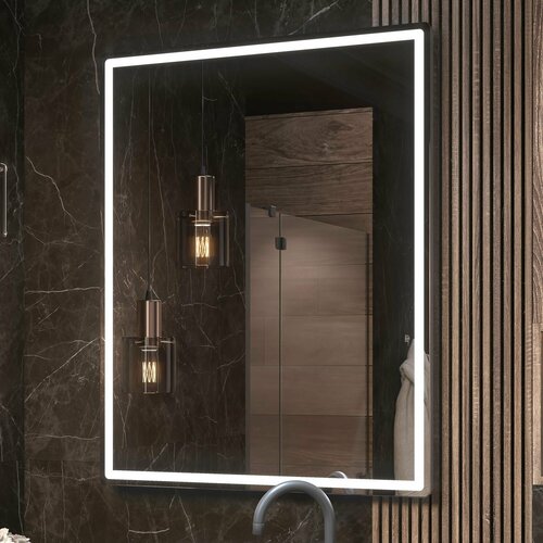 Зеркало с подсветкой в ванную 80х100 см Ellio Comfort OLEVARO с бесконтактным включением на взмах, функция антизапотевания, нейтральный белый свет 5000К