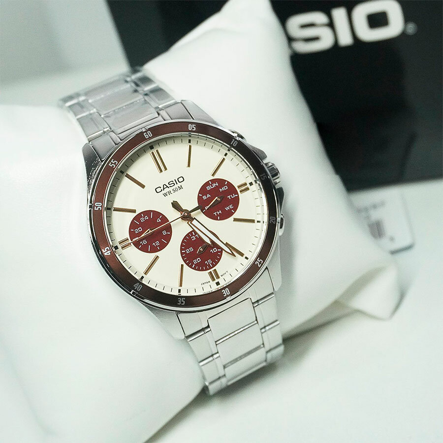 Наручные часы CASIO Collection, коричневый, бежевый, серебряный — фото 1