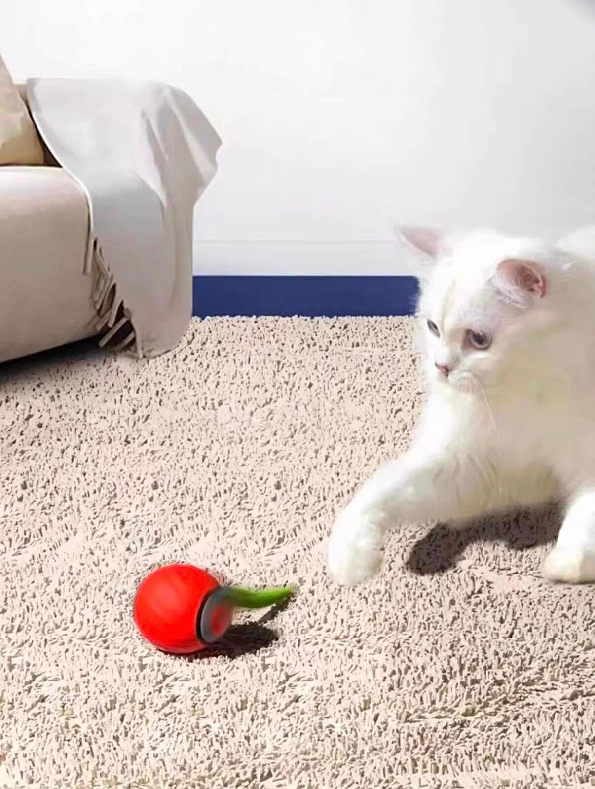 Игрушка для кошек, интерактивный мяч, игрушка дразнилка для котов, зарядка USB в комплекте , красный — фото 1