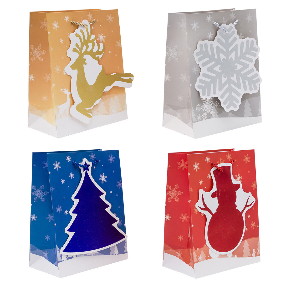 Подарочный пакет набор новогодний 18*23*10 см 4 штуки Айрис