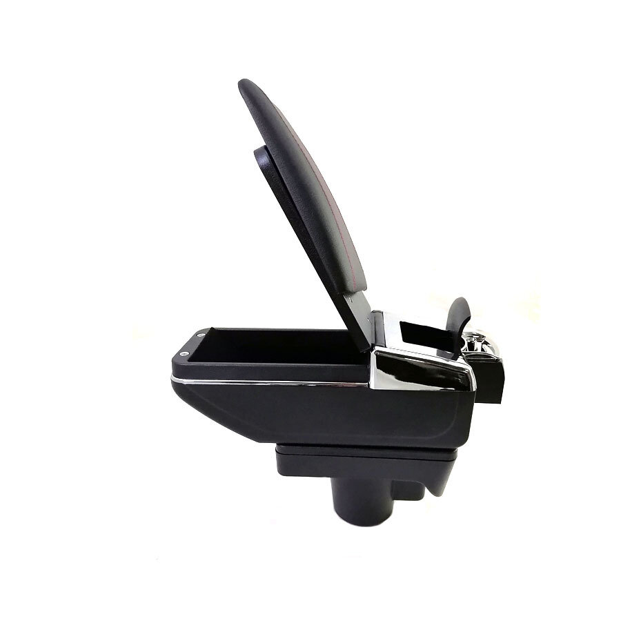 Подлокотник для Opel Astra H 2004-2014 (без USB) / Опель Астра Н 2004-2014, экокожа Черный с красной строчкой — фото 1