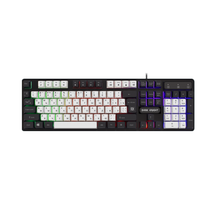 Клавиатура Defender Dark Knight GK-077, USB, черный/белый тип подключения: проводная, интерфейс: USB