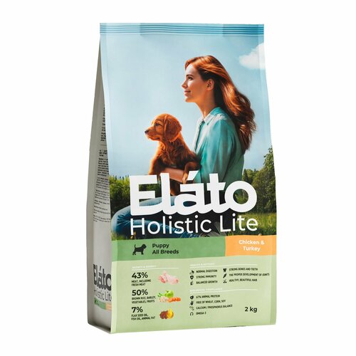 Корм для щенков всех пород Elato Holistic Lite Курица и Индейка 2кг