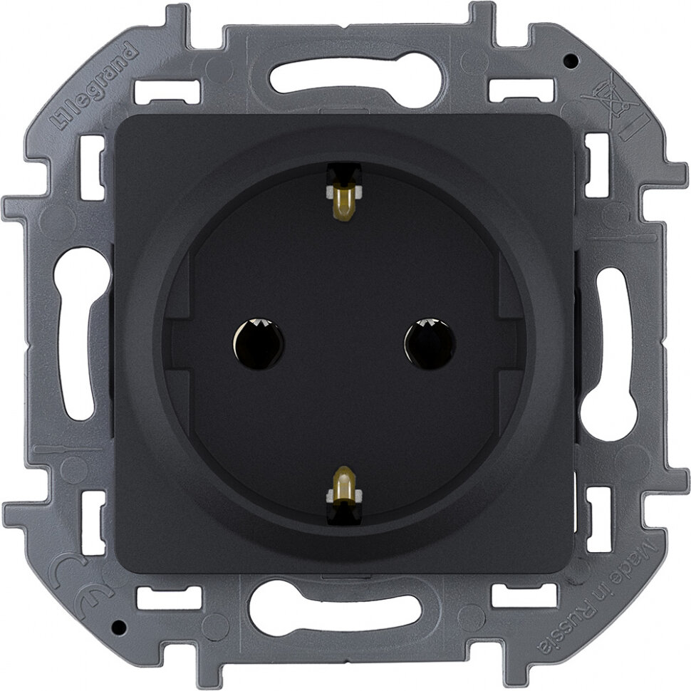 Розетка Legrand Inspiria 2К+З - немецкий стандарт - 16А, 250В, Антрацит