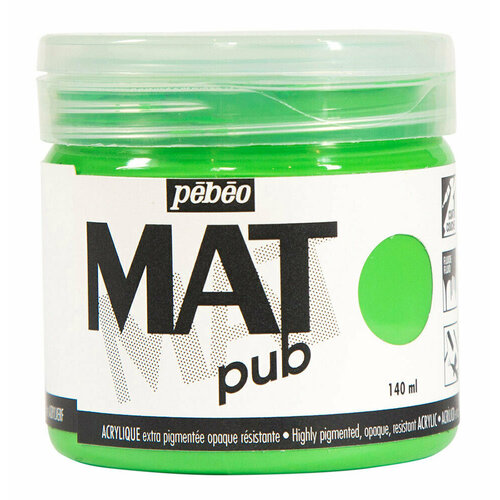фото Краска акриловая pebeo экстра матовая, mat pub №1 140 мл, светло-зеленая