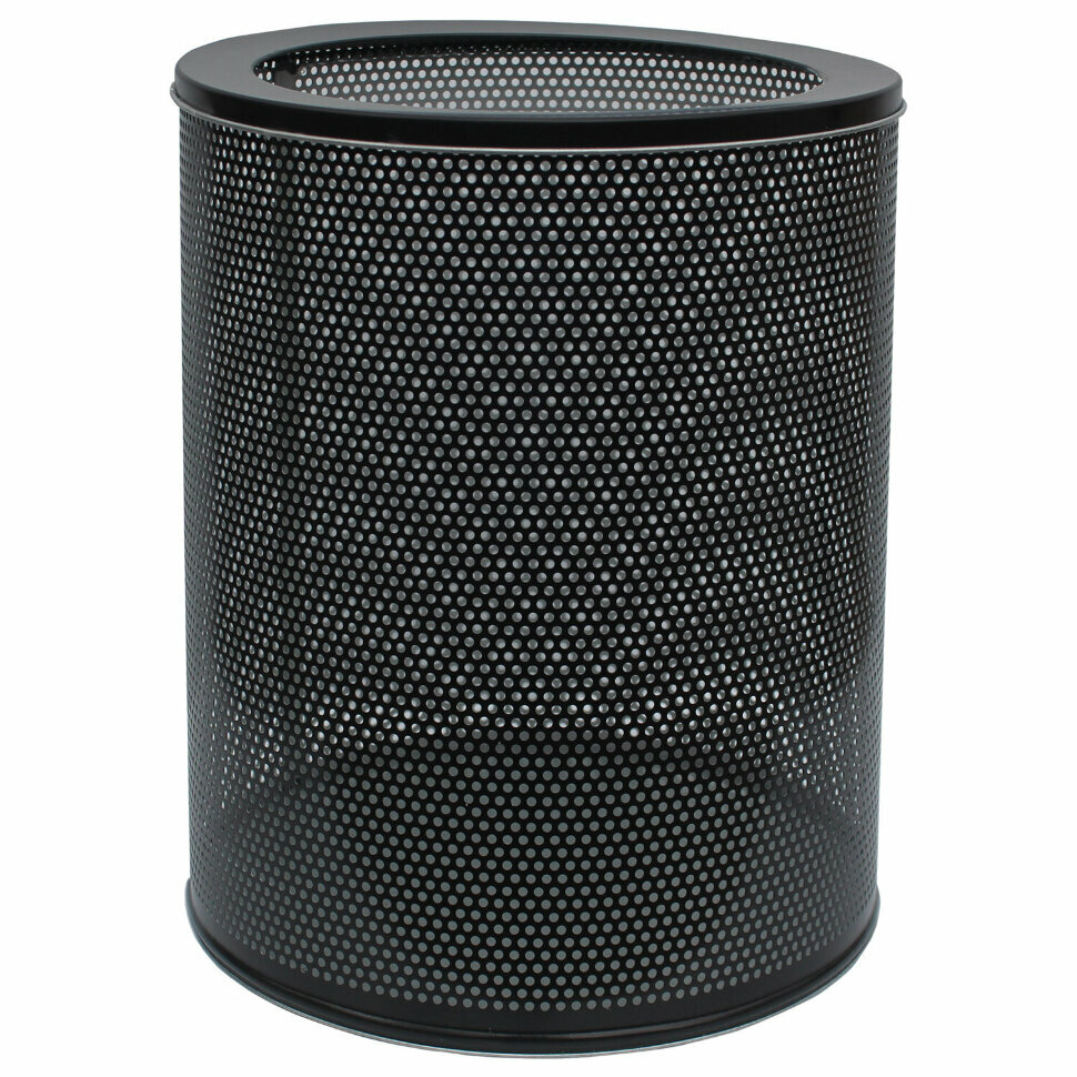 Урна-корзина металлическая для мусора 16 литров перфорированная черная оцинкованная сталь титан 415 237369